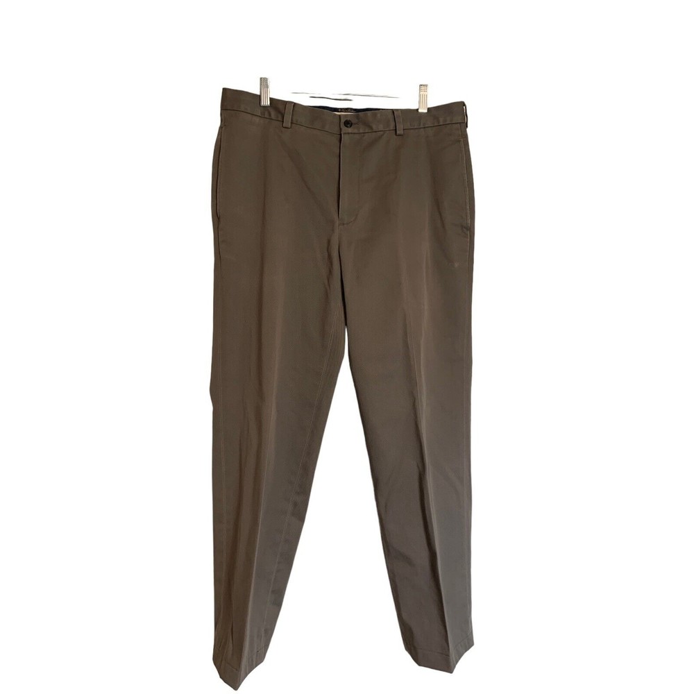 Brooks Brothers Mens Khaki Beige Gray Cotton Clark Advantage Pants Sz 36x32
